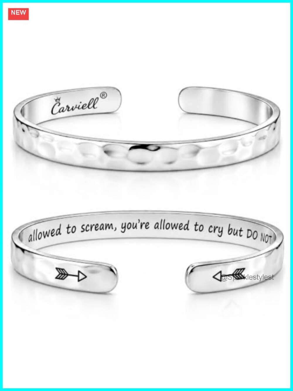 Carviell Stainless Steel Cuff Bracelet Engraved Inspirational Adjustable Gift
